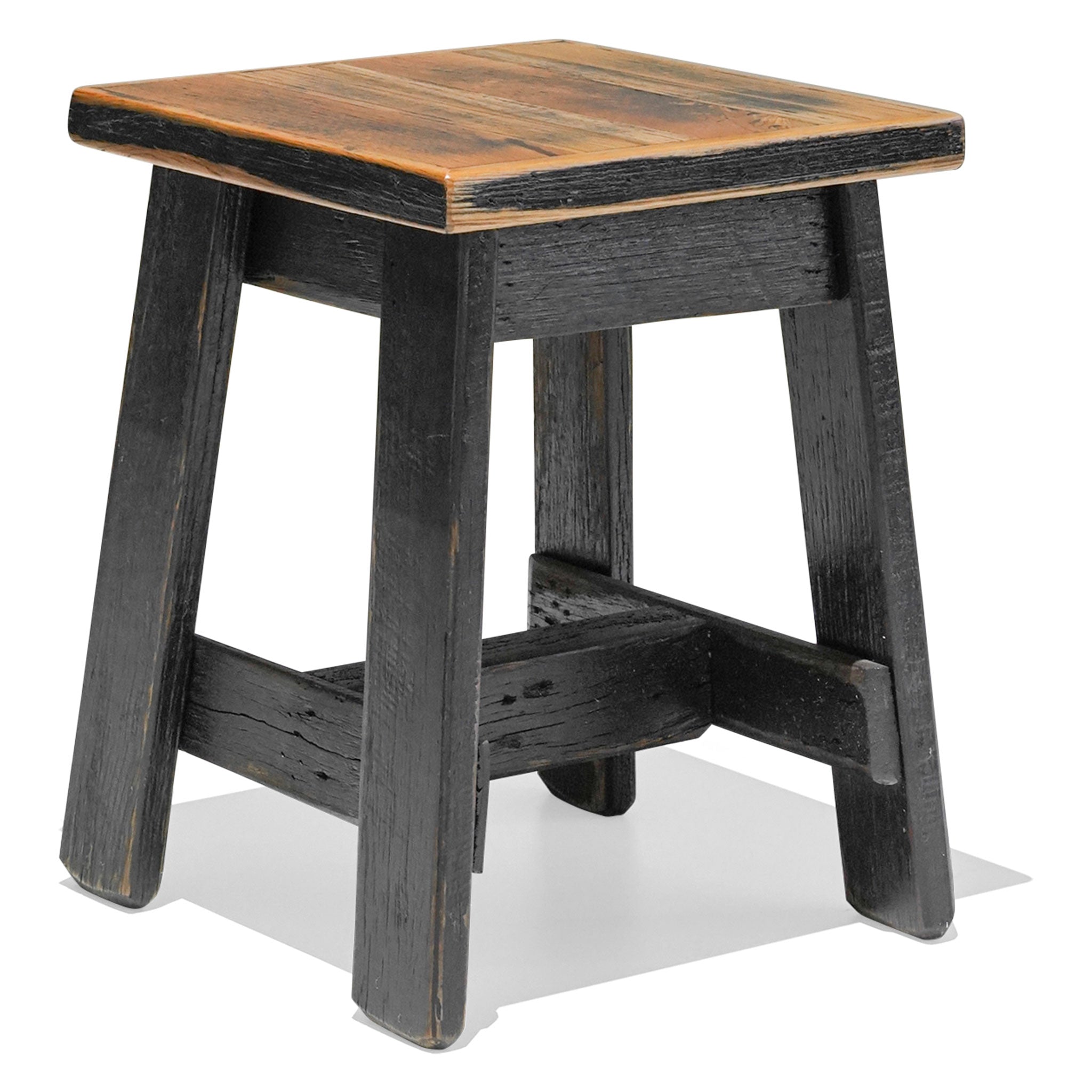 Wooden outlet stool black